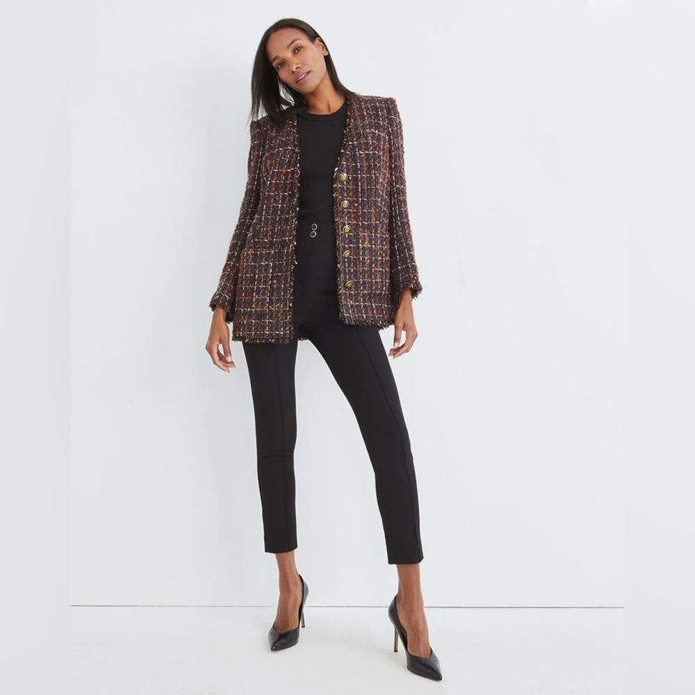 Veronica Beard 10 Doris Tweed Dickey Jacket Navy Multi Rust - Picture 2 of 10